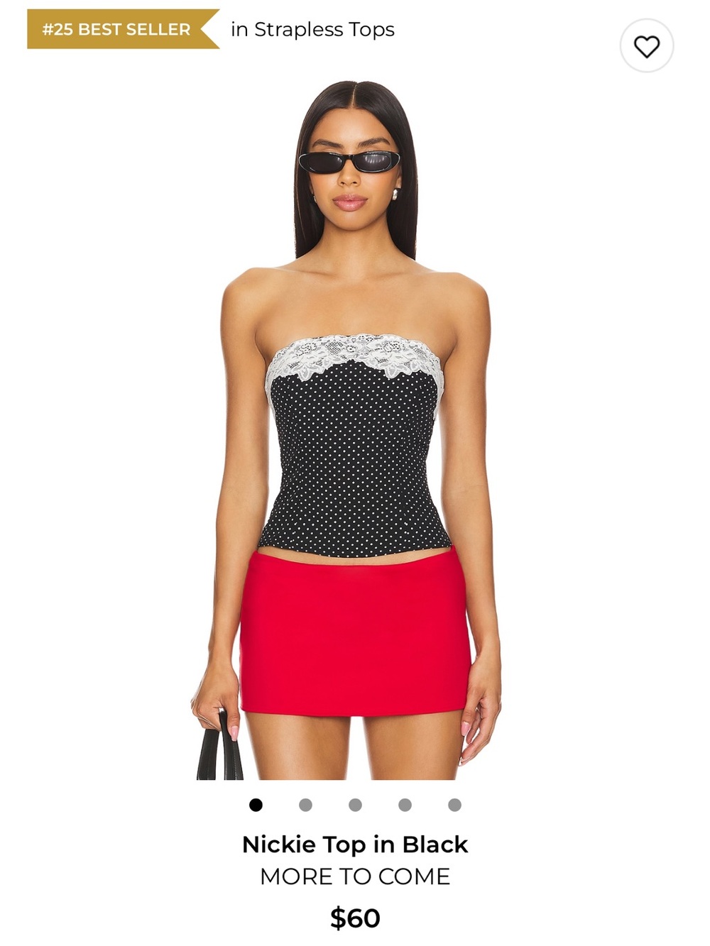 More to Come Nickie Strapless Lace-Trim Polka Dot Top